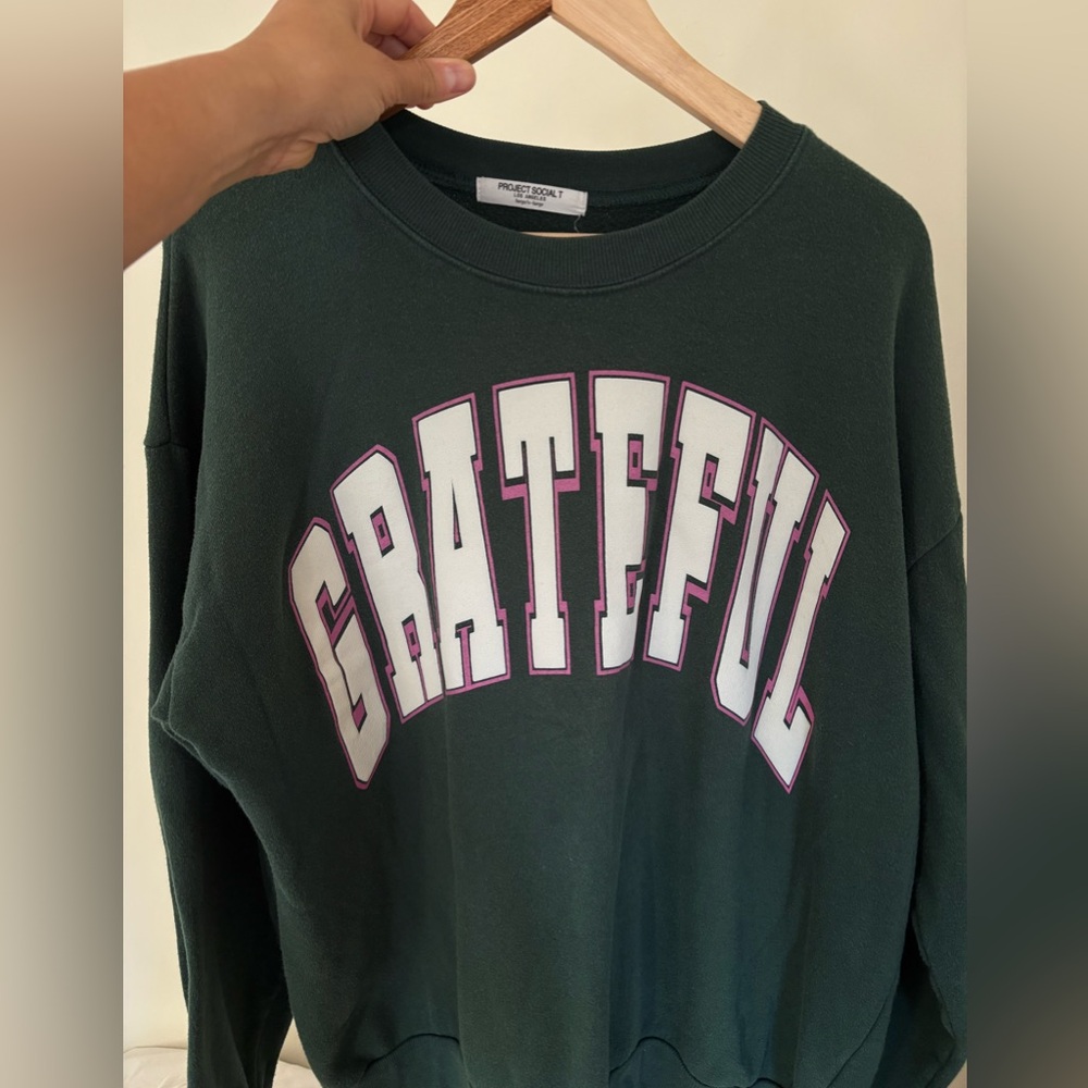 Project Social T Green 'Grateful' Sweater